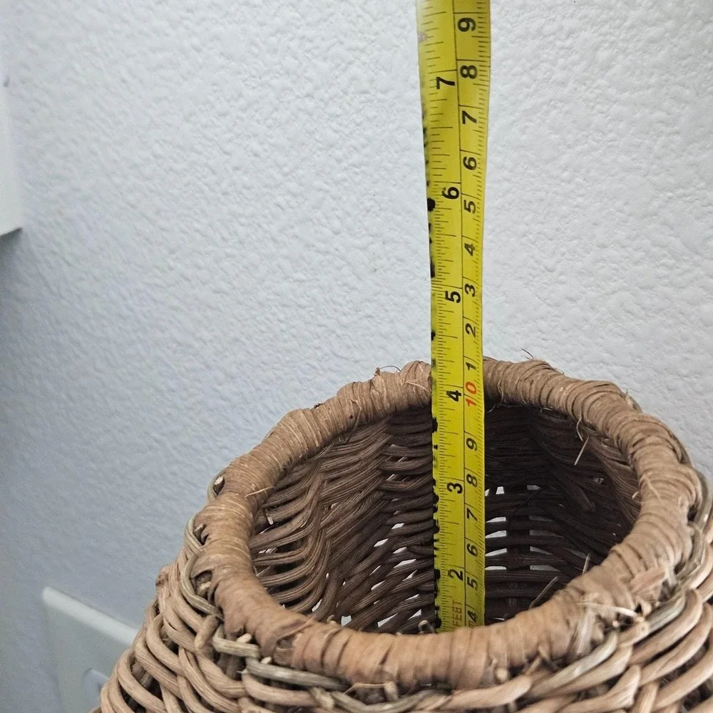 Antique Primitive Hand Woven Split Wood‎ Buttocks Handle Gathering Eggs Basket